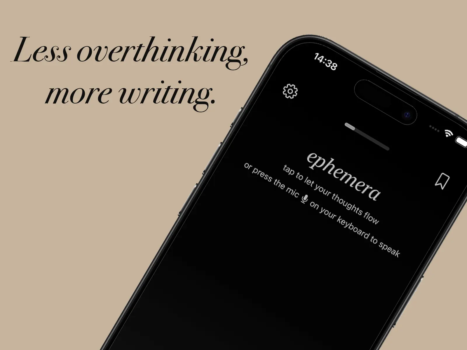 Ephemera app — blank writing view